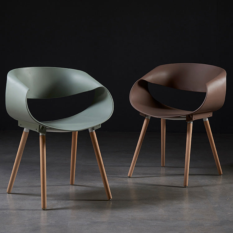 Chaises de salle à manger scandinaves sans accoudoirs avec pieds en bois (Ensemble de 2)