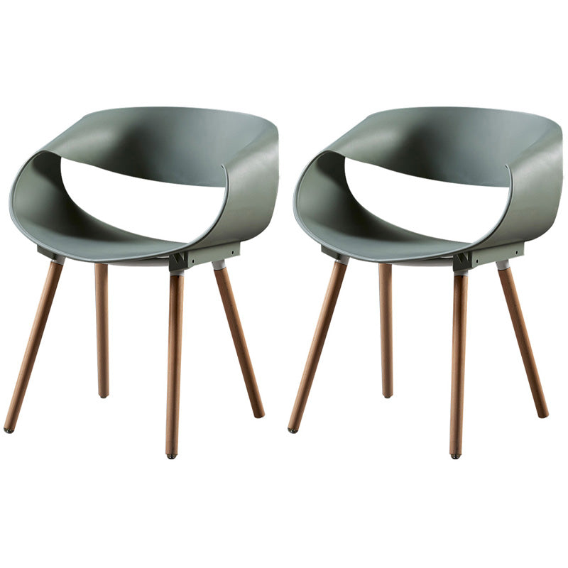 Chaises de salle à manger scandinaves sans accoudoirs avec pieds en bois (Ensemble de 2)