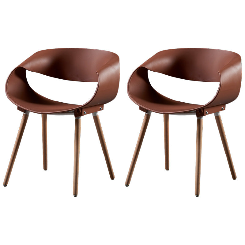 Chaises de salle à manger scandinaves sans accoudoirs avec pieds en bois (Ensemble de 2)