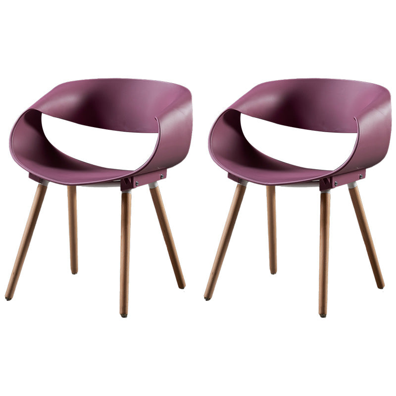 Chaises de salle à manger scandinaves sans accoudoirs avec pieds en bois (Ensemble de 2)