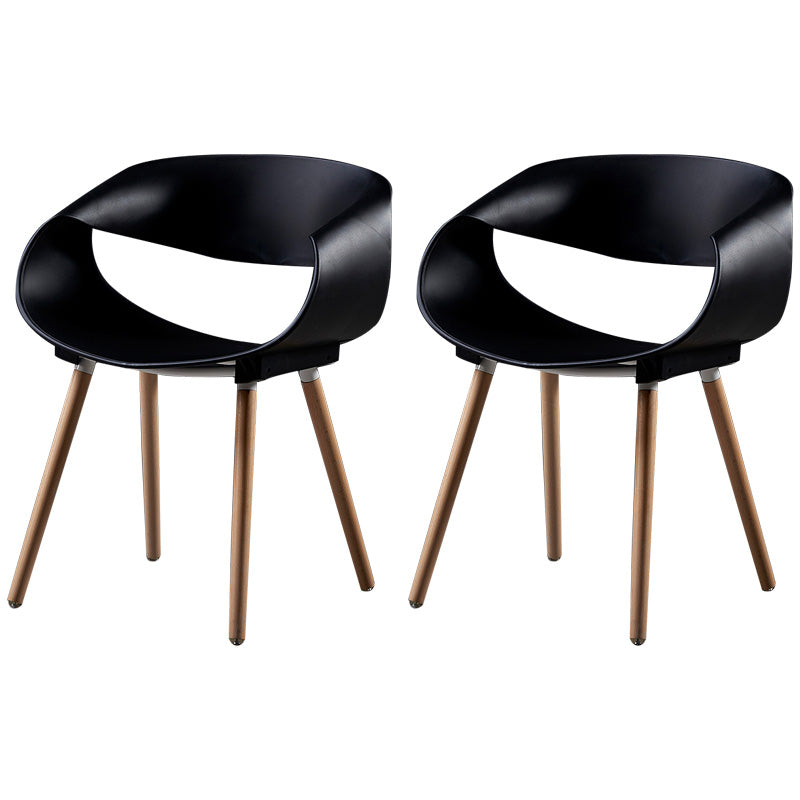 Chaises de salle à manger scandinaves sans accoudoirs avec pieds en bois (Ensemble de 2)