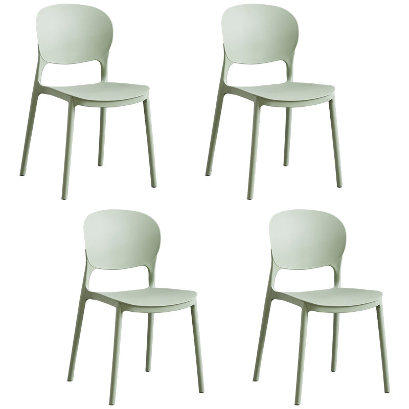 Chaise de salle à manger scandinave sans accoudoirs en plastique, chaises d'appoint empilables (Ensemble de 4)