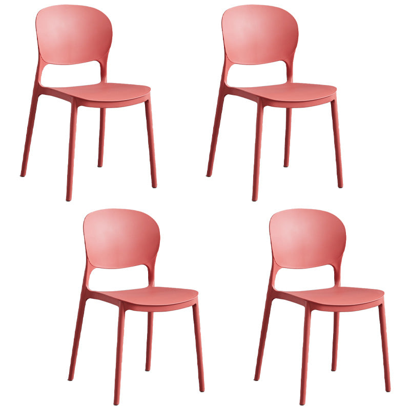 Chaise de salle à manger scandinave sans accoudoirs en plastique, chaises d'appoint empilables (Ensemble de 4)