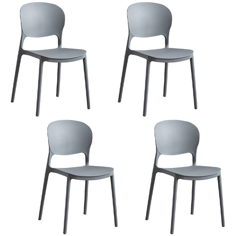 Silla de comedor escandinava de plástico sin brazos, sillas auxiliares apilables (juego de 4)