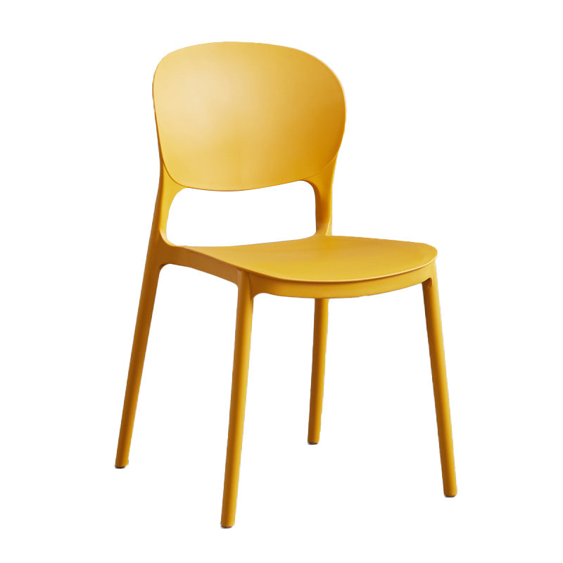 Silla de comedor escandinava de plástico sin brazos, sillas auxiliares apilables (juego de 4)