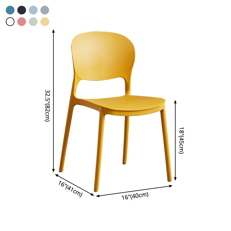 Silla de comedor escandinava de plástico sin brazos, sillas auxiliares apilables (juego de 4)