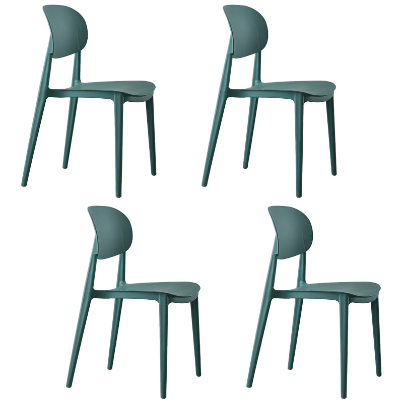 Chaise de salle à manger sans accoudoirs à dossier ouvert Chaises d'appoint empilables en plastique (Ensemble de 4)