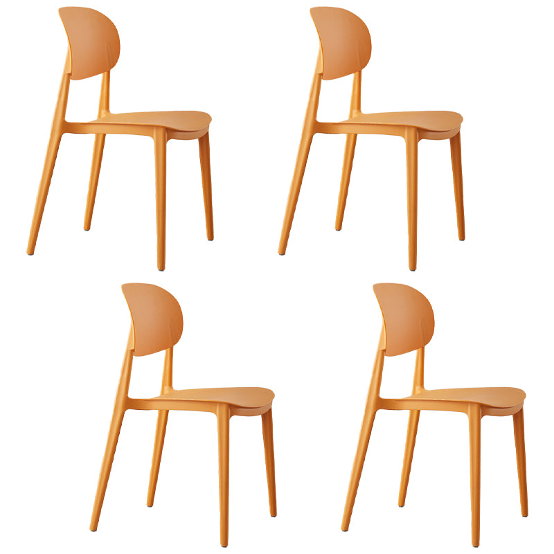 Chaise de salle à manger sans accoudoirs à dossier ouvert Chaises d'appoint empilables en plastique (Ensemble de 4)