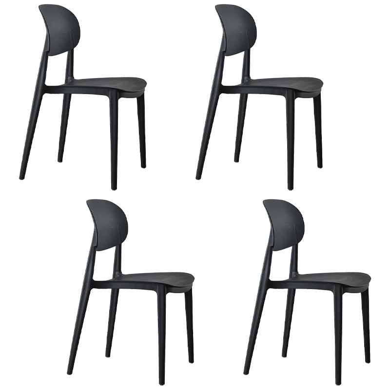 Chaise de salle à manger sans accoudoirs à dossier ouvert Chaises d'appoint empilables en plastique (Ensemble de 4)