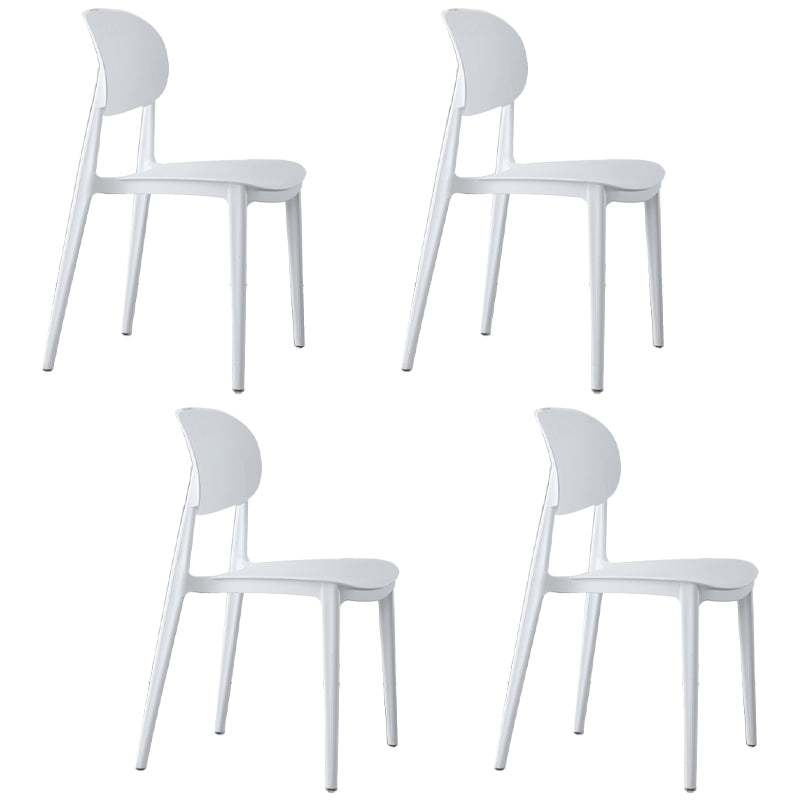 Chaise de salle à manger sans accoudoirs à dossier ouvert Chaises d'appoint empilables en plastique (Ensemble de 4)
