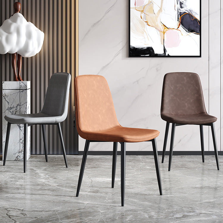 Modern Metal Indoor-Outdoor Chair Dining Room Solid Back Armless Single Chair
