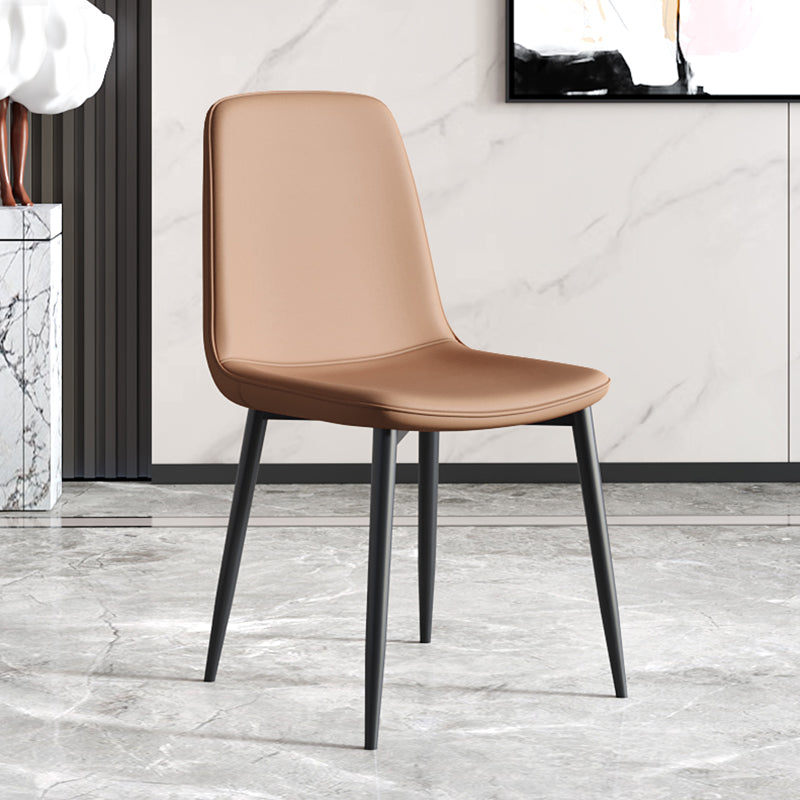 Modern Metal Indoor-Outdoor Chair Dining Room Solid Back Armless Single Chair