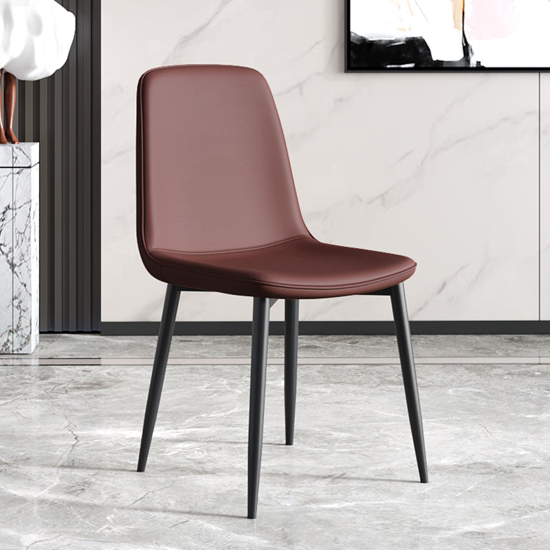 Modern Metal Indoor-Outdoor Chair Dining Room Solid Back Armless Single Chair