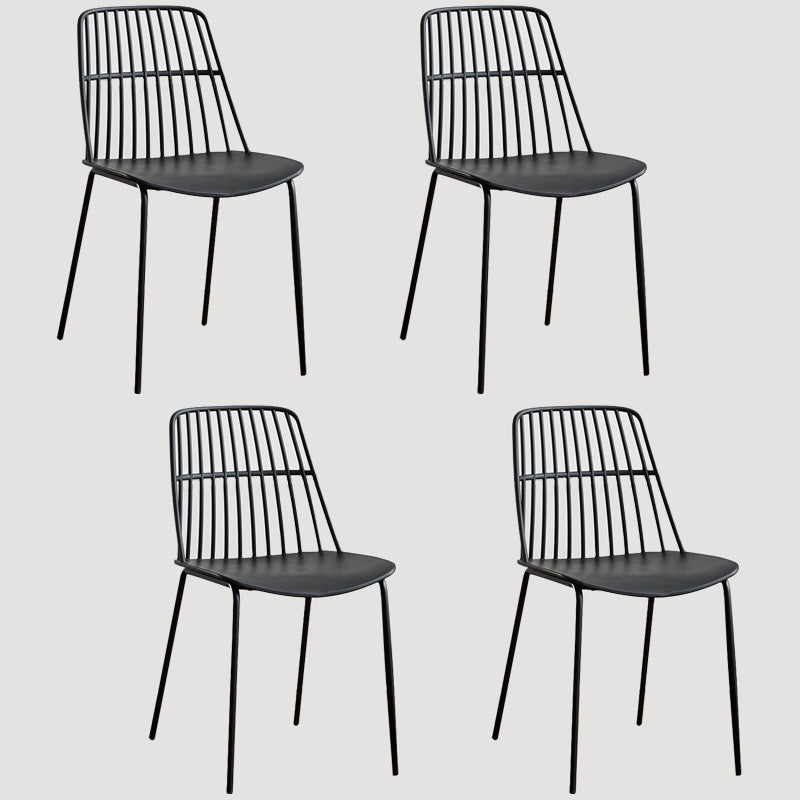 Accueil Salle à manger Chaises sans accoudoirs Chaises d'appoint de salle à manger avec pieds en métal (Ensemble de 4)