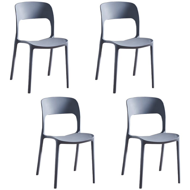 Chaises d'appoint empilables en plastique Chaise de salle à manger sans accoudoirs à dossier ouvert (Ensemble de 4)