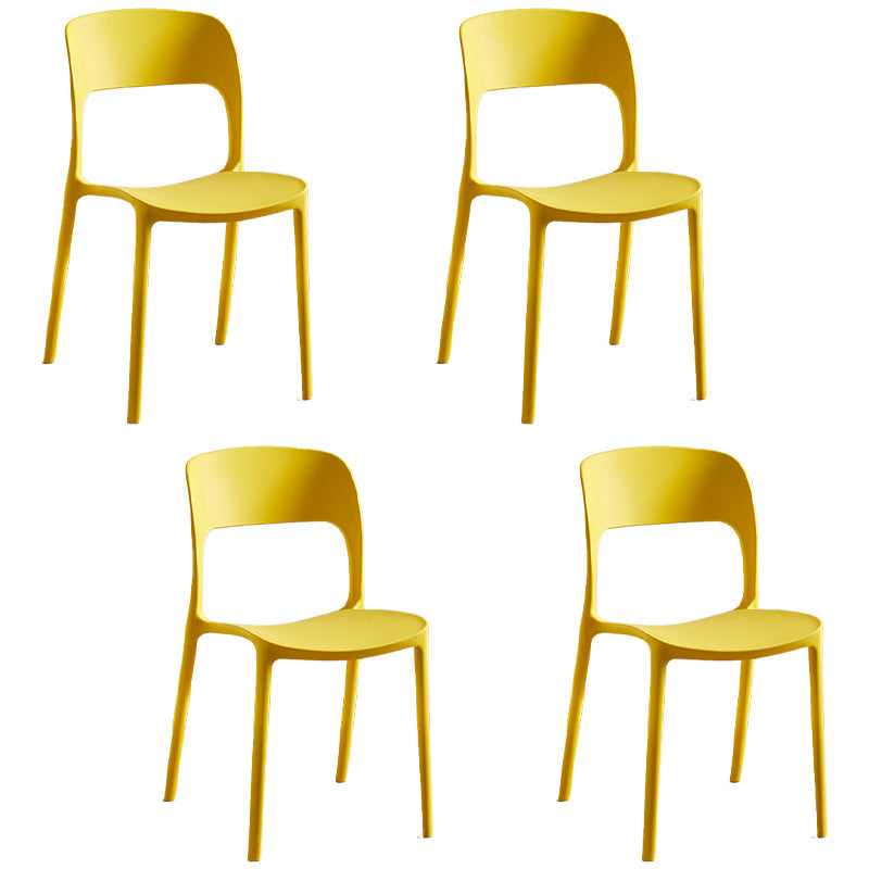 Chaises d'appoint empilables en plastique Chaise de salle à manger sans accoudoirs à dossier ouvert (Ensemble de 4)