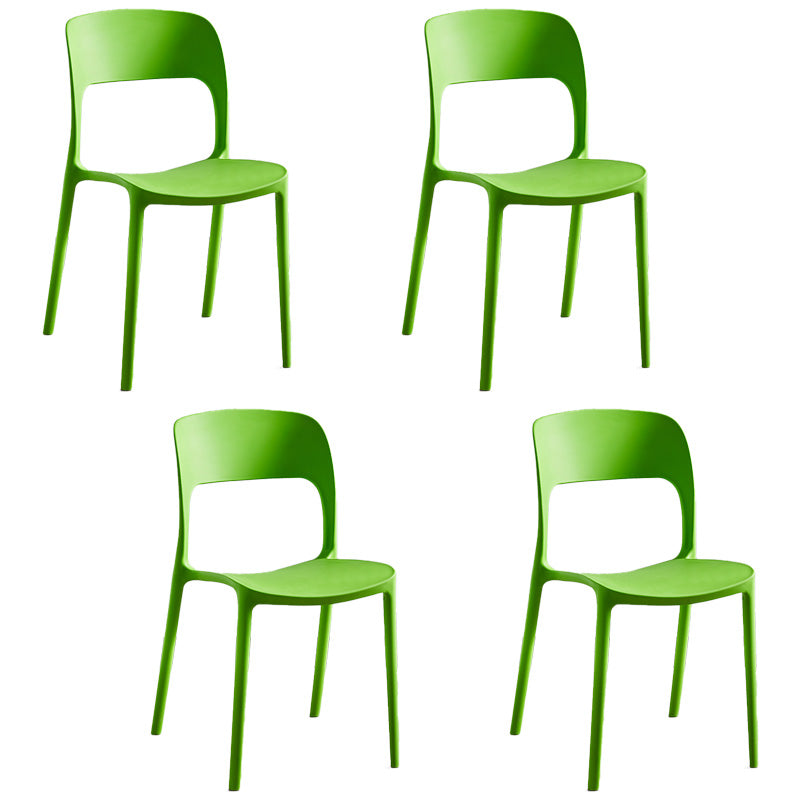 Chaises d'appoint empilables en plastique Chaise de salle à manger sans accoudoirs à dossier ouvert (Ensemble de 4)