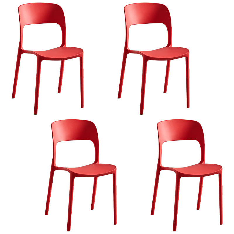 Chaises d'appoint empilables en plastique Chaise de salle à manger sans accoudoirs à dossier ouvert (Ensemble de 4)