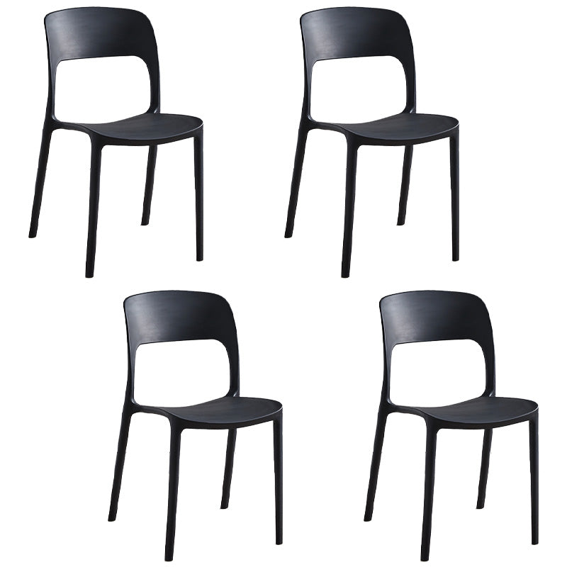 Chaises d'appoint empilables en plastique Chaise de salle à manger sans accoudoirs à dossier ouvert (Ensemble de 4)