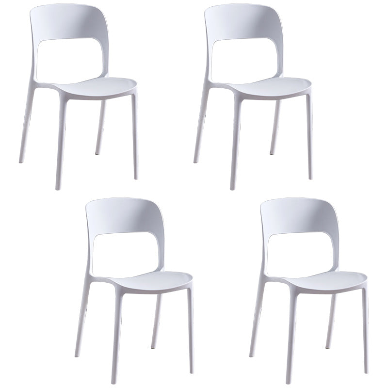 Chaises d'appoint empilables en plastique Chaise de salle à manger sans accoudoirs à dossier ouvert (Ensemble de 4)