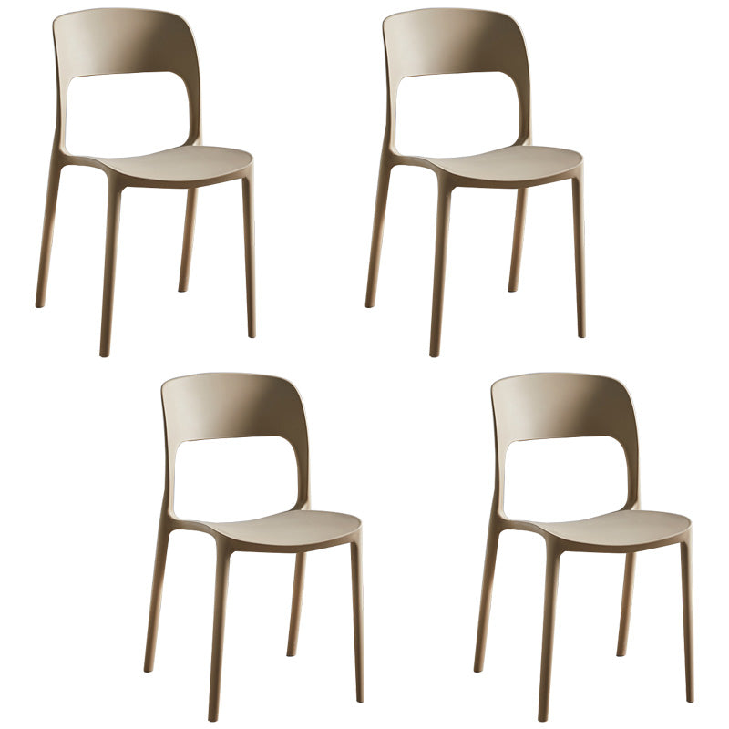 Chaises d'appoint empilables en plastique Chaise de salle à manger sans accoudoirs à dossier ouvert (Ensemble de 4)