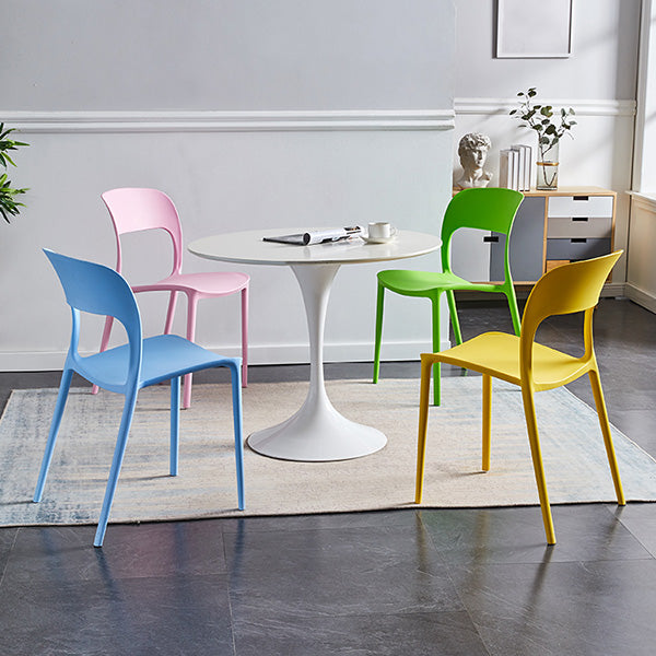 Chaises d'appoint empilables en plastique Chaise de salle à manger sans accoudoirs à dossier ouvert (Ensemble de 4)