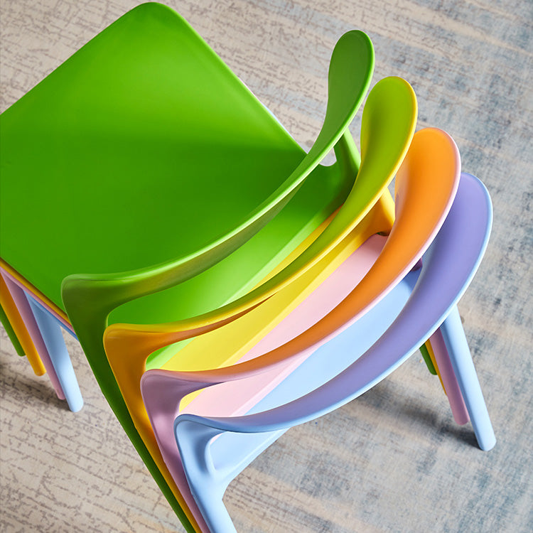 Chaises d'appoint empilables en plastique Chaise de salle à manger sans accoudoirs à dossier ouvert (Ensemble de 4)