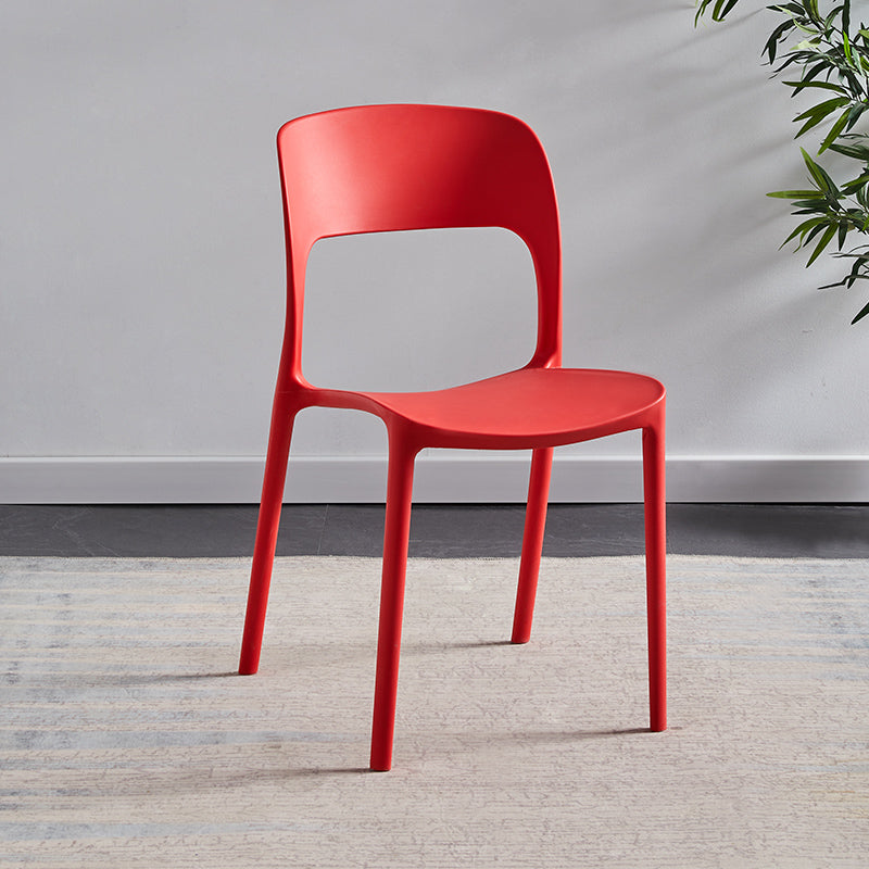 Chaises d'appoint empilables en plastique Chaise de salle à manger sans accoudoirs à dossier ouvert (Ensemble de 4)