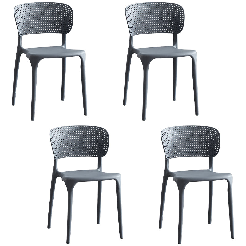 Chaises d'appoint de salle à manger empilables en plastique Chaises de salle à manger sans accoudoirs à dossier ouvert (Ensemble de 4)