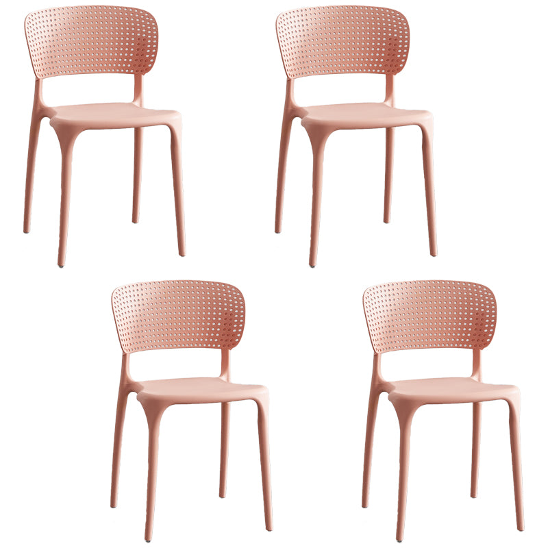 Chaises d'appoint de salle à manger empilables en plastique Chaises de salle à manger sans accoudoirs à dossier ouvert (Ensemble de 4)