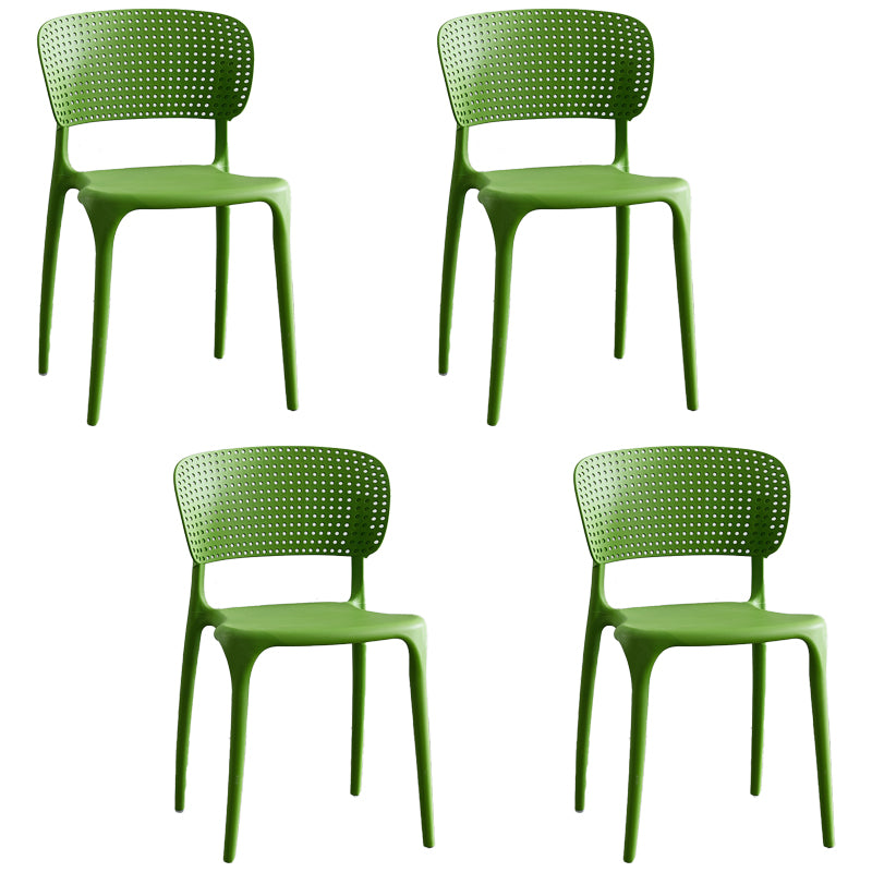 Chaises d'appoint de salle à manger empilables en plastique Chaises de salle à manger sans accoudoirs à dossier ouvert (Ensemble de 4)