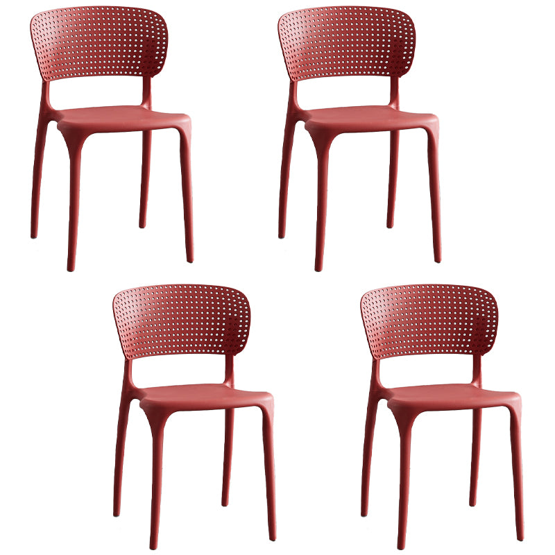 Chaises d'appoint de salle à manger empilables en plastique Chaises de salle à manger sans accoudoirs à dossier ouvert (Ensemble de 4)