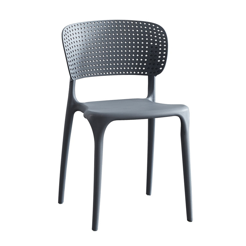 Chaises d'appoint de salle à manger empilables en plastique Chaises de salle à manger sans accoudoirs à dossier ouvert (Ensemble de 4)