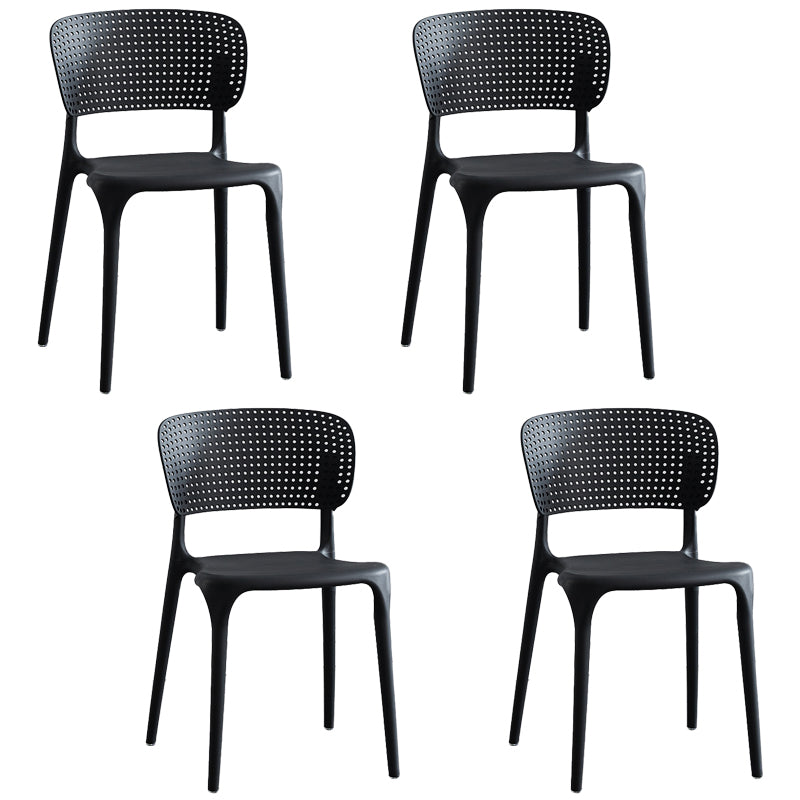 Chaises d'appoint de salle à manger empilables en plastique Chaises de salle à manger sans accoudoirs à dossier ouvert (Ensemble de 4)