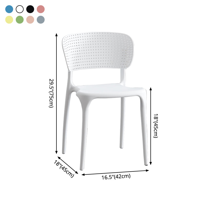 Chaises d'appoint de salle à manger empilables en plastique Chaises de salle à manger sans accoudoirs à dossier ouvert (Ensemble de 4)