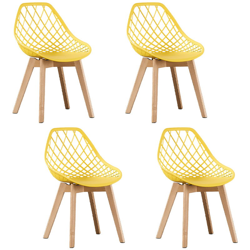 Eames Armless Dining Chairs Side Dining Chairs with Wood Legs (Set of 4)