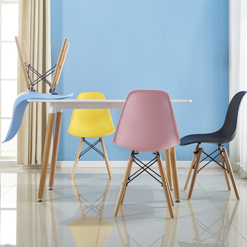 Armless Dining Chairs Eames Side Dining Chairs with Wood Legs (Set of 4)