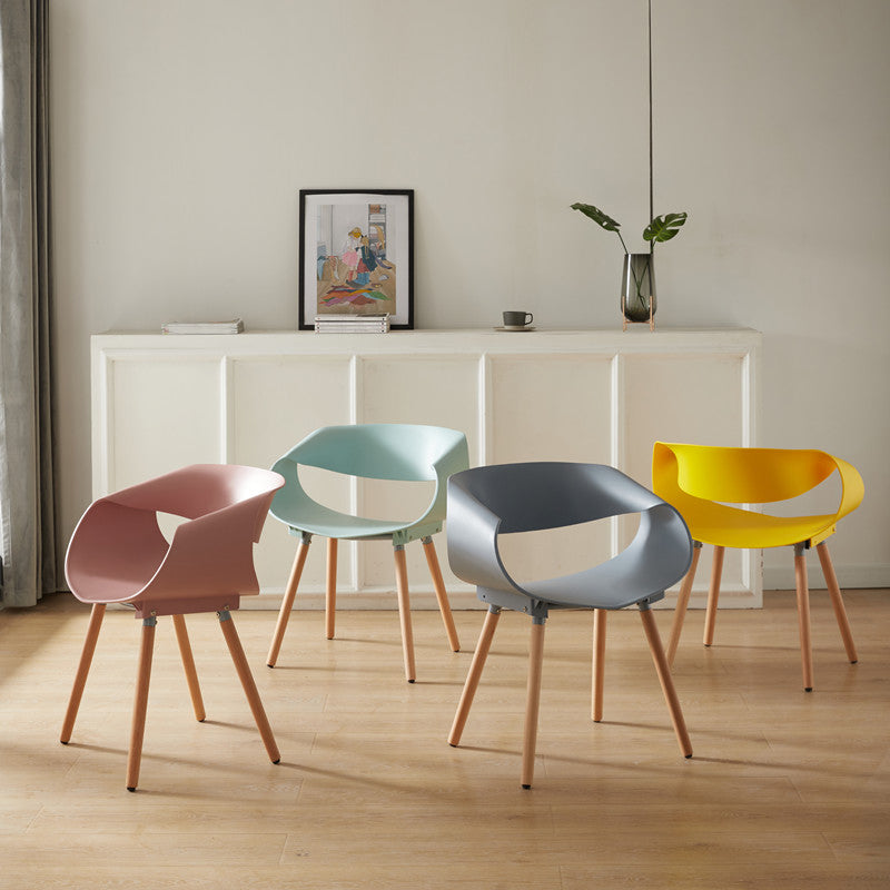 Chaises de salle à manger scandinaves sans accoudoirs avec pieds en bois (Ensemble de 4)