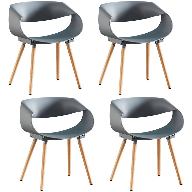 Chaises de salle à manger scandinaves sans accoudoirs avec pieds en bois (Ensemble de 4)