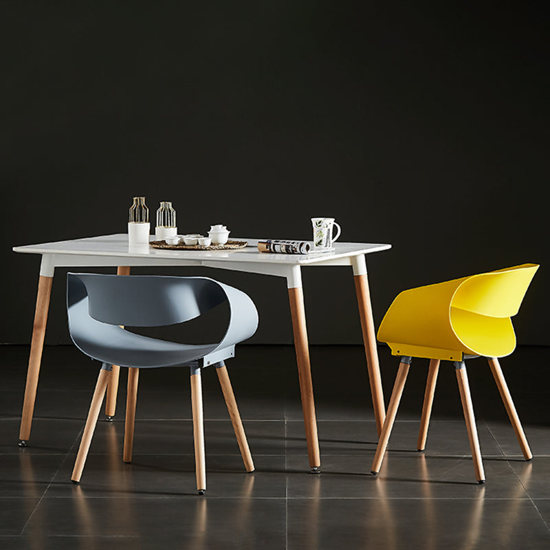 Chaises de salle à manger scandinaves sans accoudoirs avec pieds en bois (Ensemble de 4)