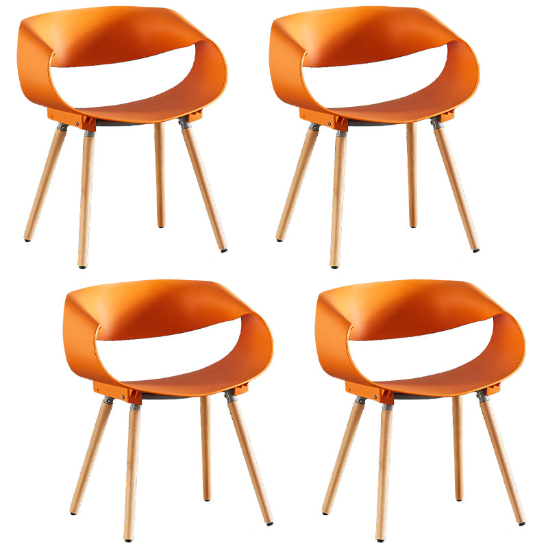 Chaises de salle à manger scandinaves sans accoudoirs avec pieds en bois (Ensemble de 4)