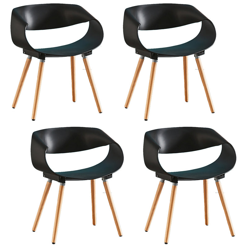 Chaises de salle à manger scandinaves sans accoudoirs avec pieds en bois (Ensemble de 4)