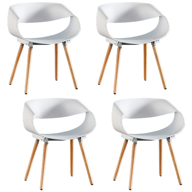 Chaises de salle à manger scandinaves sans accoudoirs avec pieds en bois (Ensemble de 4)