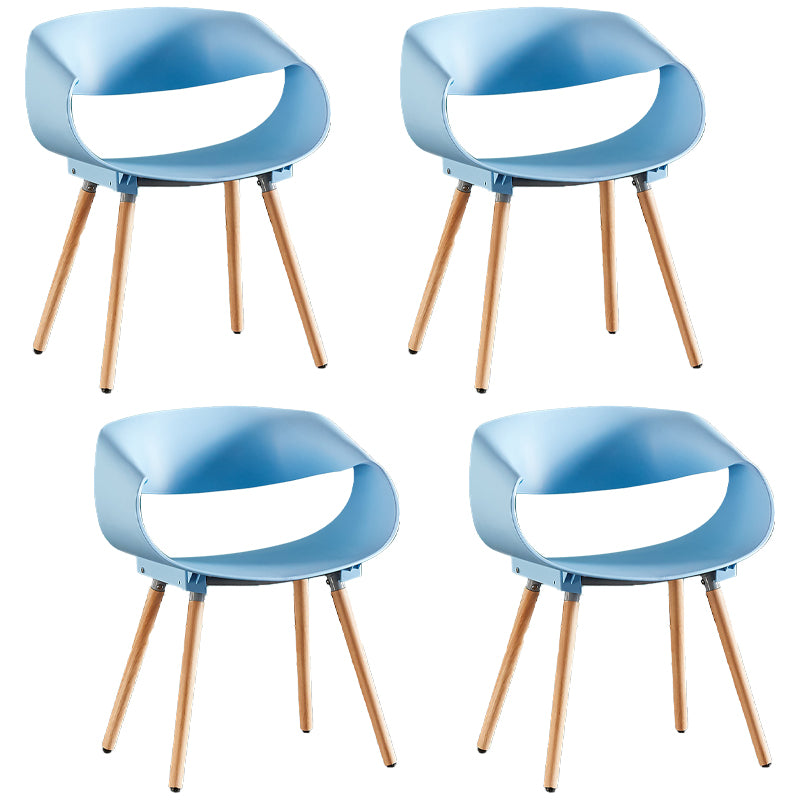 Chaises de salle à manger scandinaves sans accoudoirs avec pieds en bois (Ensemble de 4)