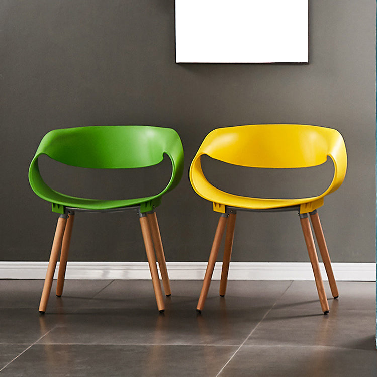 Chaises de salle à manger scandinaves sans accoudoirs avec pieds en bois (Ensemble de 4)