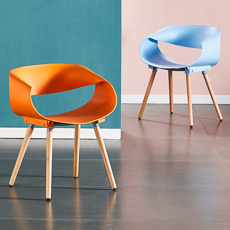 Chaises de salle à manger scandinaves sans accoudoirs avec pieds en bois (Ensemble de 4)