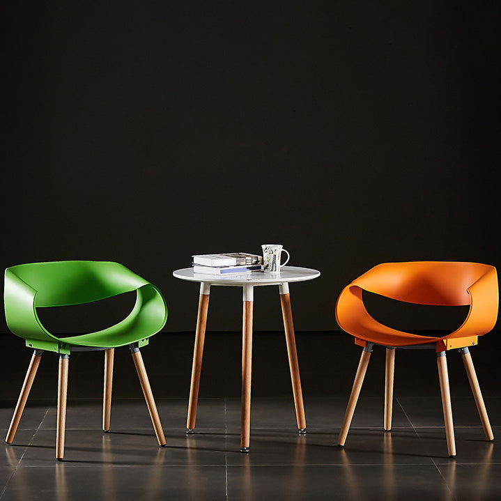 Chaises de salle à manger scandinaves sans accoudoirs avec pieds en bois (Ensemble de 4)