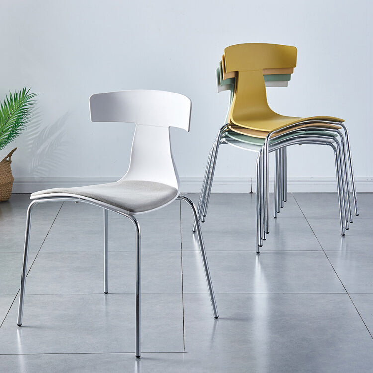 Chaises de salle à manger empilables sans accoudoirs, chaises latérales de salle à manger d'intérieur avec pieds en métal