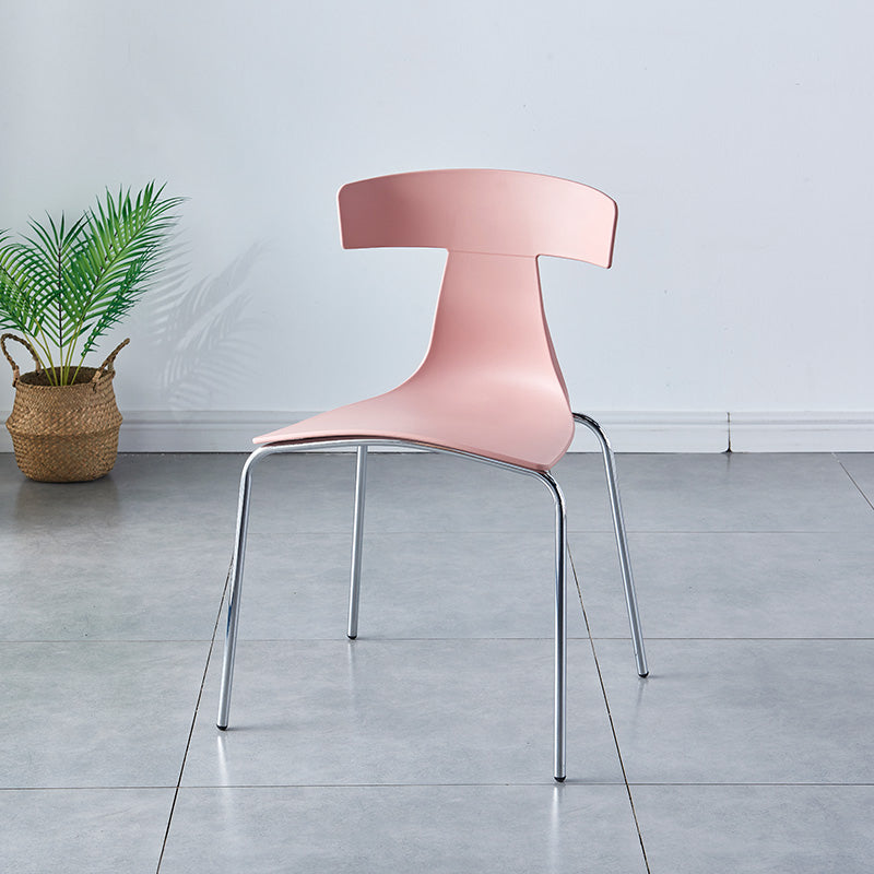 Chaises de salle à manger empilables sans accoudoirs, chaises latérales de salle à manger d'intérieur avec pieds en métal