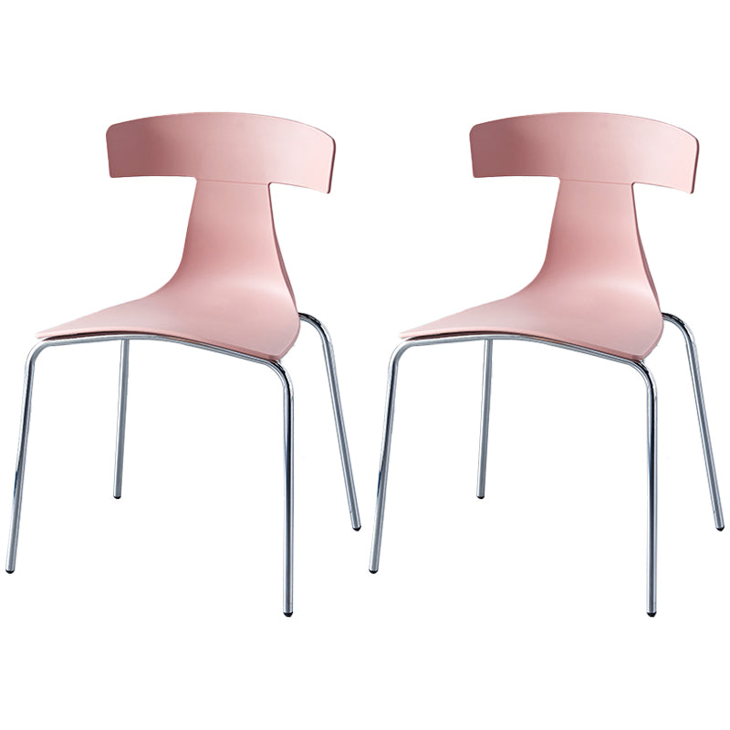 Chaises de salle à manger empilables sans accoudoirs, chaises latérales de salle à manger d'intérieur avec pieds en métal
